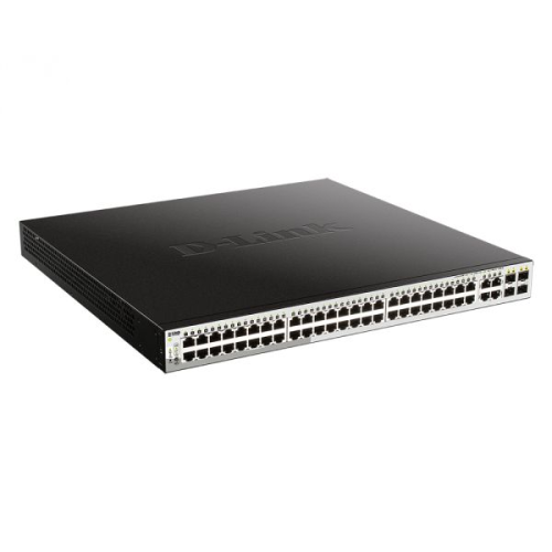 D-Link PROJ Managed L2 Switch 48x1000Base-T PoE, 4xCombo 1000Base-T/SFP, PoE Budget 370W, Surge 6KV, CLI