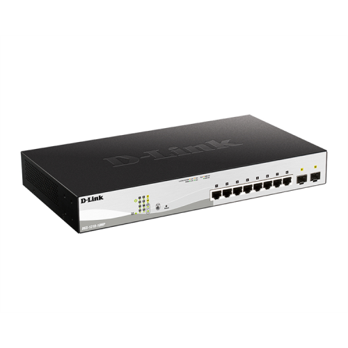 D-Link PROJ Smart  L2 Switch 8х1000Base-T PoE, 2х1000Base-X SFP, PoE Budget 130W, Compact CLI