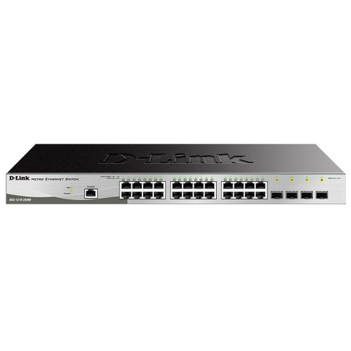 D-Link Managed L2 Metro Ethernet Switch 24x1000Base-T, 4x1000Base-X SFP, Surge 6KV, CLI, RJ45 Console, RPS, Dying Gasp