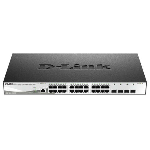 D-Link Managed L2 Metro Ethernet Switch 24x1000Base-T, 4x10GBase-X SFP+, Surge 6KV, CLI, RJ45 Console, RPS