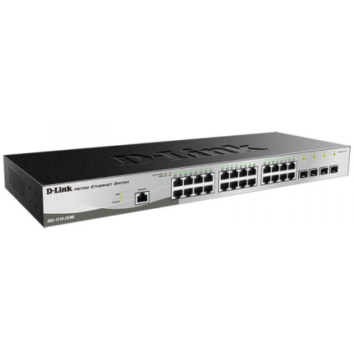 D-Link Managed L2 Metro Ethernet Switch 24x1000Base-T, 4x1000Base-X SFP, Surge 6KV, CLI, RJ45 Console
