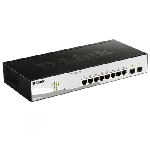 D-Link Managed L2 Switch 8x1000Base-T, 2x1000Base-X SFP, Surge 6KV, CLI