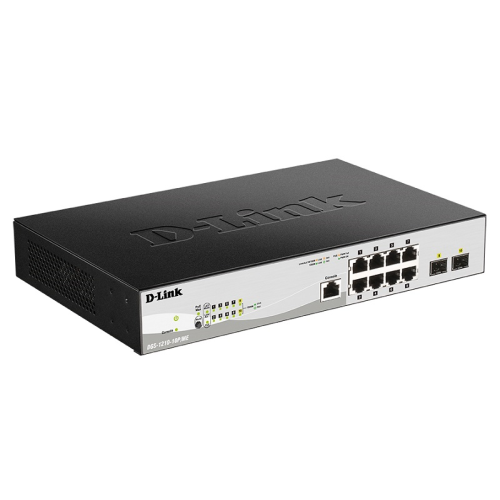D-Link Managed L2 Metro Ethernet Switch 8x1000Base-T PoE, 2x1000Base-X SFP, PoE Budget 78W, Surge 6KV, CLI, RJ45 Console, Dying Gasp