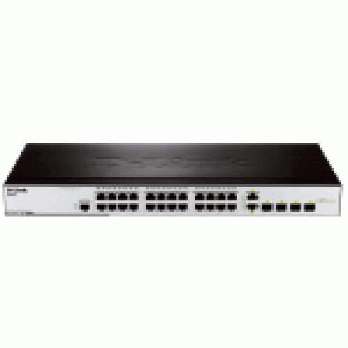 D-Link Managed L2 Switch 24x100Base-TX, 2x1000Base-X SFP, 2xCombo 1000Base-T/SFP, Surge 6KV, CLI, RJ45 Console, Dying Gasp