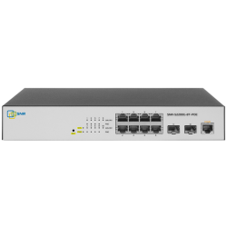 SNR Управляемый Web Smart POE коммутатор уровня 2, 8 портов 10/100/1000BaseT, 2 порта 100/1000BaseX (SFP). POE 100W