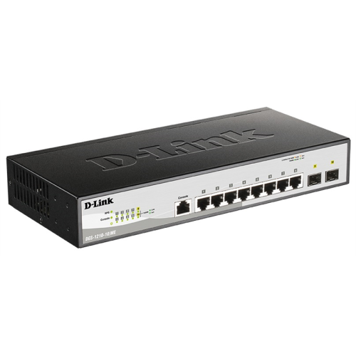D-Link Managed L2 Metro Ethernet Switch 8x1000Base-T, 2x1000Base-X SFP, Surge 6KV, CLI, RJ45 Console, RPS, Dying Gasp