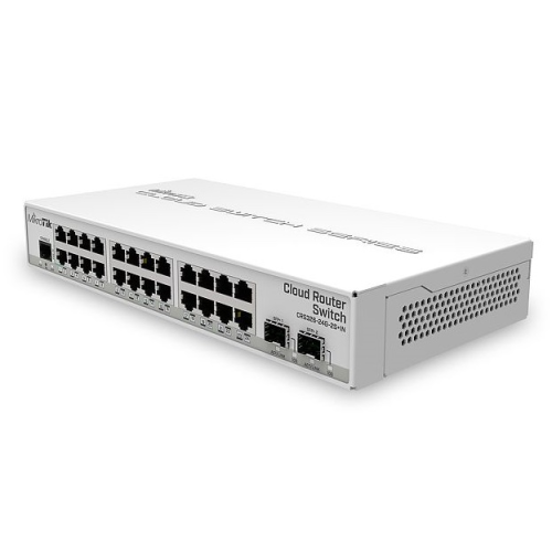 MikroTik Cloud Router Switch 326-24G-2S+IN with 800 MHz CPU, 512MB RAM, 24xGigabit LAN, 2xSFP+ cages, RouterOS L5 or SwitchOS (dual boot), desktop case, PSU