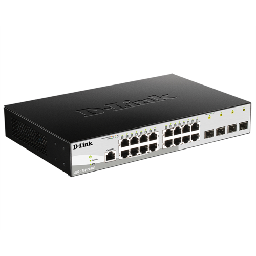 D-Link Managed L2 Metro Ethernet Switch 16x1000Base-T, 4x1000Base-X SFP, Surge 6KV, CLI, RJ45 Console, RPS, Dying Gasp