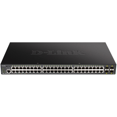 D-Link PROJ Smart L2 Switch 48x1000Base-T PoE, 4х10GBase-X SFP+, PoE Budget 370W, CLI, RJ45 Console
