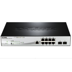 D-Link Managed L2 Metro Ethernet Switch 8x1000Base-T PoE, 2x1000Base-X SFP, PoE Budget 78W, Surge 6KV, CLI, RJ45 Console