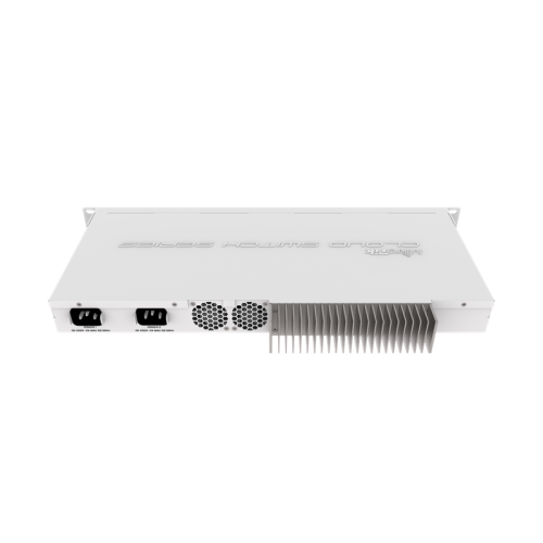 MikroTik Cloud Router Switch 317-1G-16S+RM with 800MHz CPU, 1GB RAM, 1xGigabit LAN, 16xSFP+ cages, RouterOS L6 or SwitchOS (dual boot), passive cooling 1U rackmount enclosure, Dual redundant PSU
