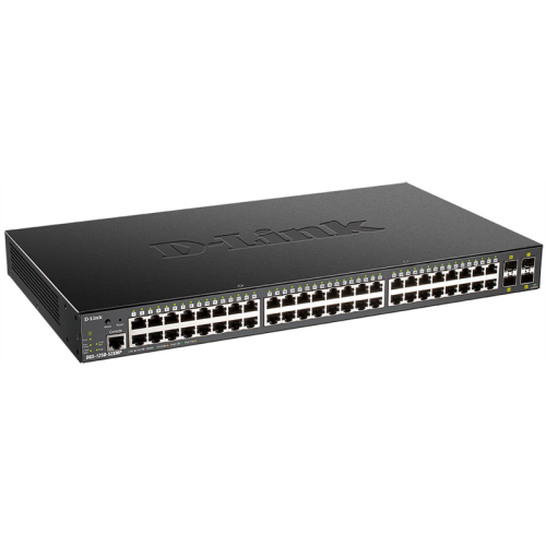 D-Link PROJ Smart L2 Switch 48x1000Base-T PoE, 4х10GBase-X SFP+, PoE Budget 370W, CLI, RJ45 Console