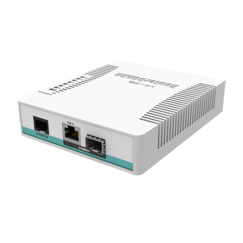 MikroTik Cloud Router Switch 106-1C-5S with QCA8511 400MHz CPU, 128MB RAM, 1x Combo port (Gigabit Ethernet or SFP), 5 x SFP cages, RouterOS L5, desktop case, PSU