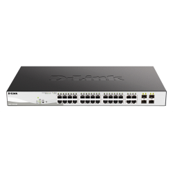 D-Link PROJ Smart  L2 Switch 24х1000Base-T PoE, 4хCombo 1000Base-T/SFP, PoE Budget 193W, Compact CLI