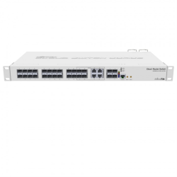 MikroTik Cloud Router Switch 328-4C-20S-4S+RM with 800 MHz CPU, 512MB RAM, 24x SFP cages, 4xSFP+ cages, 4x Combo ports (1xGbit LAN or SFP), RouterOS L5 or SwitchOS (dual boot), 1U rackmount case, Dual