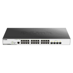 D-Link Managed L2 Switch 24x1000Base-T PoE, 4x1000Base-X SFP,  PoE Budget 193W, Surge 6KV, CLI, RJ45 Console, RPS, Dying Gasp