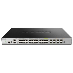 D-Link PROJ Managed L3 Stackable Switch 20x1000Base-T, 4x10GBase-X SFP+, 4xCombo 1000Base-T/SFP, Surge 6KV, CLI, 1000Base-T Management, RJ45 Console, mini-USB Console, USB, RPS, Alarm RJ-45, Dying Gas