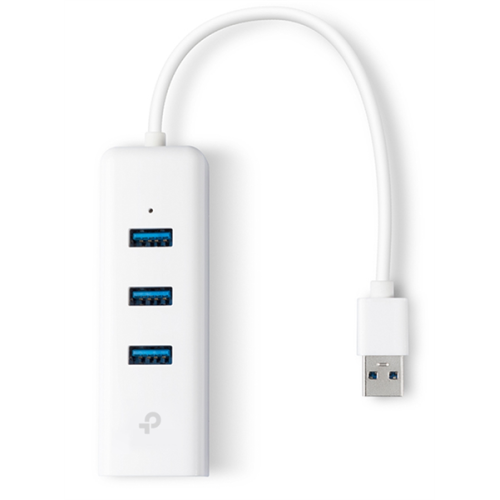 TP-Link UE330, 3-портовый концентратор и гигабитный сетевой адаптер USB 3.0, 1 коннектор USB 3.0, 1 гигабитный порт Ethernet, 3 порта USB 3.0, небольшой размер, кабель USB 3.0 длиной 18 см