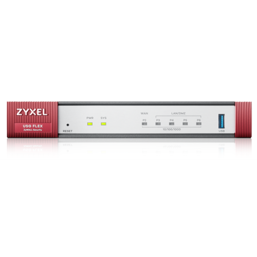 Межсетевой экран Zyxel USG FLEX 100, 1xWAN GE, 1xOPT GE (LAN/WAN), 3xLAN/DMZ GE, 1xUSB3.0, AP Controller (8/24), NebulaFlex **