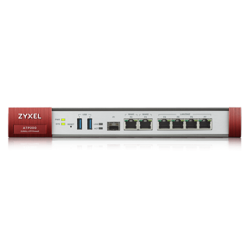 Межсетевой экран Zyxel ATP200, Rack, 3xWAN GE (2xRJ-45 и 1xSFP), 4xLAN/DMZ GE, 2xUSB3.0, AP Controller (8/40), беcшумный (без вентилятора), NebulaFlex Pro, с подпиской Gold на 1 год (AS, AV, CF, IDP/D