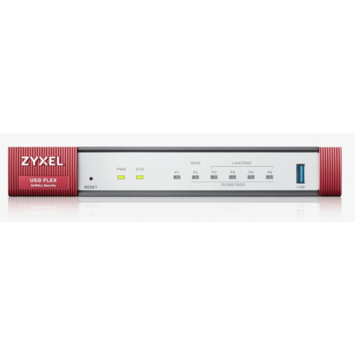 Межсетевой экран Zyxel USG FLEX 100 с подписками на 1 год (AS,AV,CF,IDP, SecuReporter), 1xWAN GE, 1xOPT GE (LAN/WAN), 3xLAN/DMZ GE, 1xUSB3.0, AP Controller (8/24), NebulaFlex Pro **