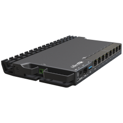 MikroTik RouterBORD 5009UG+S+ with Marvell Armada ARMv8 CPU (4-cores, 1.4GHz per core), 1GB of DDR4 RAM, 1GB NAND storage, 1x 2.5Gbit LAN, 7x 1Gbit LAN, 1xSFP+ port, RouterOS L5, metal desktop case, P