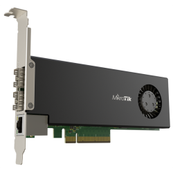 MikroTik Cloud Core Router 2004-1G-2XS-PCIe network interface card with quad-core ARMv8 64-bit AL32400 CPU, 4GB RAM, 2x25G SFP28 cages, 1xGbit LAN, RouterOS L6