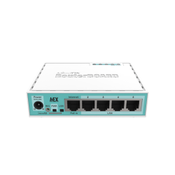 MikroTik hEX with Dual Core 880MHz MHz CPU, 256MB RAM, 5 Gigabit LAN ports, USB, RouterOS L4, plastic case, PSU