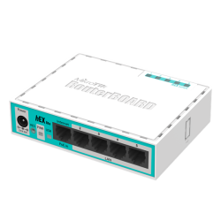 MikroTik hEX lite with 850MHz CPU, 64MB RAM, 5 LAN ports, RouterOS L4, plastic case, PSU