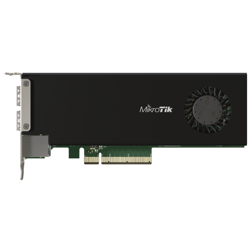 MikroTik Cloud Core Router 2004-1G-2XS-PCIe network interface card with quad-core ARMv8 64-bit AL32400 CPU, 4GB RAM, 2x25G SFP28 cages, 1xGbit LAN, RouterOS L6