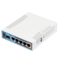 MikroTik hAP ac  with 720MHz CPU, 128MB RAM, 5x Gigabit LAN, built-in 2.4Ghz 802.11b/g/n three chain wireless with integrated antennas, built-in 5Ghz 802.11ac three chain wireless with integrated ante