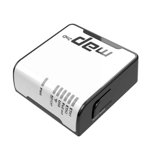 MikroTik mAP with AR9531 650MHz CPU, 64MB RAM, 2xLAN, built-in 2.4Ghz 802.11bgn Dual Chain wireless with integrated antennas, microUSB, RouterOS L4, plastic case, PSU , POE-out