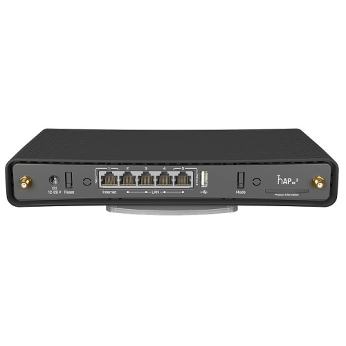 MikroTik hAP ac3 with 4-core 716 MHz CPU, 256MB RAM, 5 x Gigabit LAN (PoE-out on port#5), two wireless interfaces (built-in 2.4Ghz 802.11b/g/n two chain, built-in 5Ghz 802.11ac two chain), 3dBi 2.4GHz