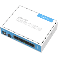 MikroTik hAP lite with 650MHz CPU, 32MB RAM, 4xLAN, built-in 2.4Ghz 802.11b/g/n 2x2 two chain wireless with integrated antennas, RouterOS L4, desktop case, PSU