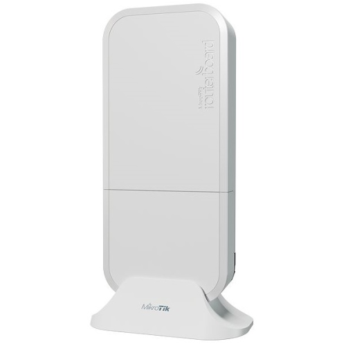 MikroTik wAP ac with 4 cores x 710MHz CPU, 128MB RAM, 2x Gbit LAN, built-in 2.4Ghz 802.11b/g/n Dual Chain wireless, built-in 5GHz 802.11an/ac Dual Chain wireless, RouterOS L4, white outdoor enclosure,