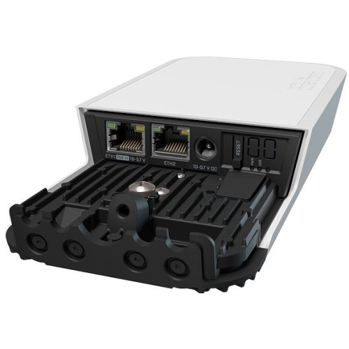 MikroTik wAP ac with 4 cores x 710MHz CPU, 128MB RAM, 2x Gbit LAN, built-in 2.4Ghz 802.11b/g/n Dual Chain wireless, built-in 5GHz 802.11an/ac Dual Chain wireless, RouterOS L4, white outdoor enclosure,