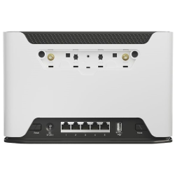 MikroTik Chateau LTE12 kit with 716MHz four core CPU, 256MB RAM, 5 x Gigabit LAN, two wireless interfaces (built-in 2.4Ghz 802.11b/g/n two chain wireless with integrated antennas, built-in 5Ghz 802.11