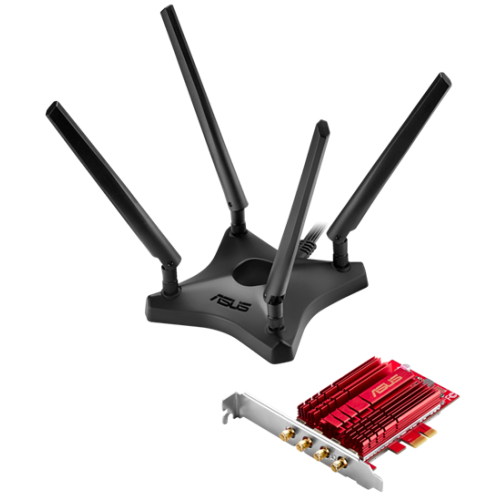 ASUS PCE-AC88 // WI-FI 802.11ac, 1000 + 2167 Mbps, PCI-E Adapter, 4 antenna ; 90IG02H0-BM0000