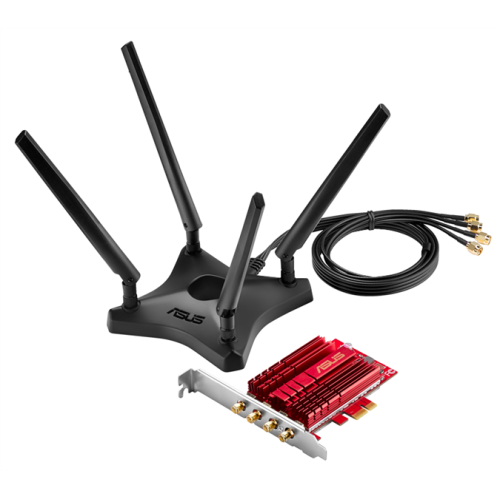 ASUS PCE-AC88 // WI-FI 802.11ac, 1000 + 2167 Mbps, PCI-E Adapter, 4 antenna ; 90IG02H0-BM0000