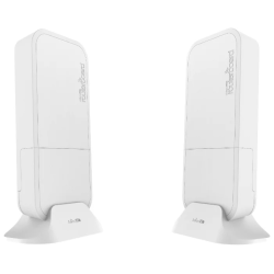 MikroTik Wireless Wire (Pair of preconfigured wAPG-60ad devices for 60Ghz link (Phase array 60 degree 60GHz antennas, 802.11ad wireless, four core 716MHz CPU, 256MB RAM, 1x Gigabit LAN, RouterOS L3, P