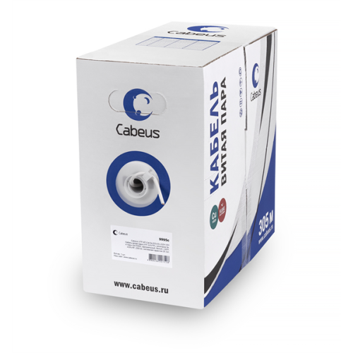 Cabeus UTP-4P-Cat.5e-SOLID-GY-LIGHT Кабель витая пара UTP (U/UTP), категория 5e, 4 пары 0,47мм (24 AWG), PVC нг(А)-LS, серый (305 м)