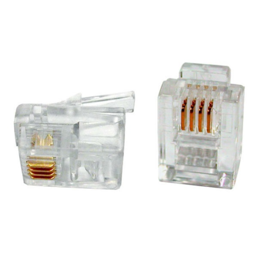 Коннектор телефонный RJ11, 4P4C, 100 шт.