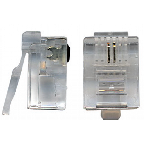 Коннектор RJ12 д/кабеля 2-ух контактный, 100 шт.