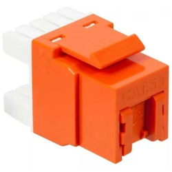 Модуль Keystone, RJ45, кат.5E, UTP, 180 градусов, со встроенной шторкой, оранжевый