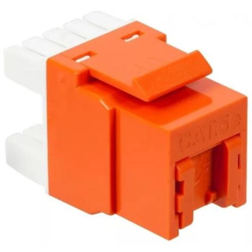 Модуль Keystone, RJ45, кат.5E, UTP, 180 градусов, со встроенной шторкой, оранжевый