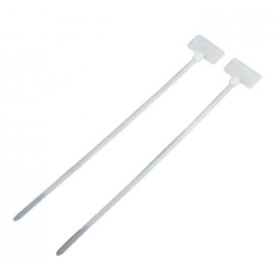 Стяжка пластиковая нейлоновая с площадкой для маркировки 3,6х205мм, белая, 100шт