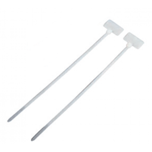 Стяжка пластиковая нейлоновая с площадкой для маркировки 3,6х205мм, белая, 100шт