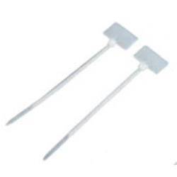 Стяжка пластиковая нейлоновая с площадкой для маркировки 2,5х100мм, белая, 100шт
