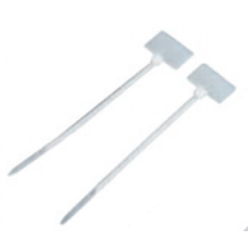 Стяжка пластиковая нейлоновая с площадкой для маркировки 2,5х100мм, белая, 100шт