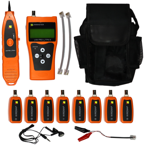 Кабельный тестер с измерением длины и трассировкой кабельных линий, 8 ответных частей